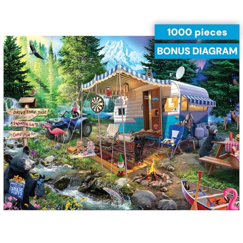 Buffalo Games Jeff Haynie Mountain Retreat 1000 Piece Jigsaw Puzzle – Forest Scene with Poster