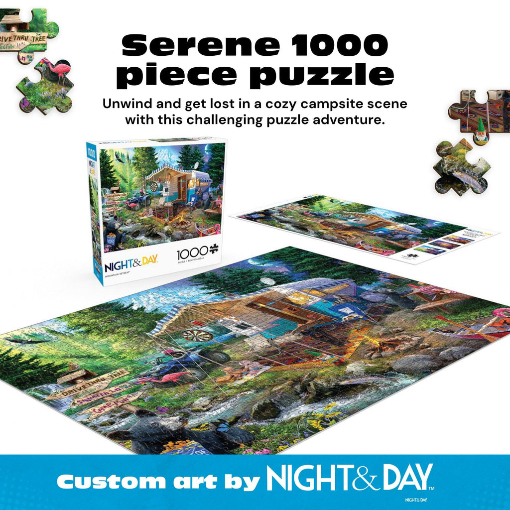 Buffalo Games Jeff Haynie Mountain Retreat 1000 Piece Jigsaw Puzzle – Forest Scene with Poster