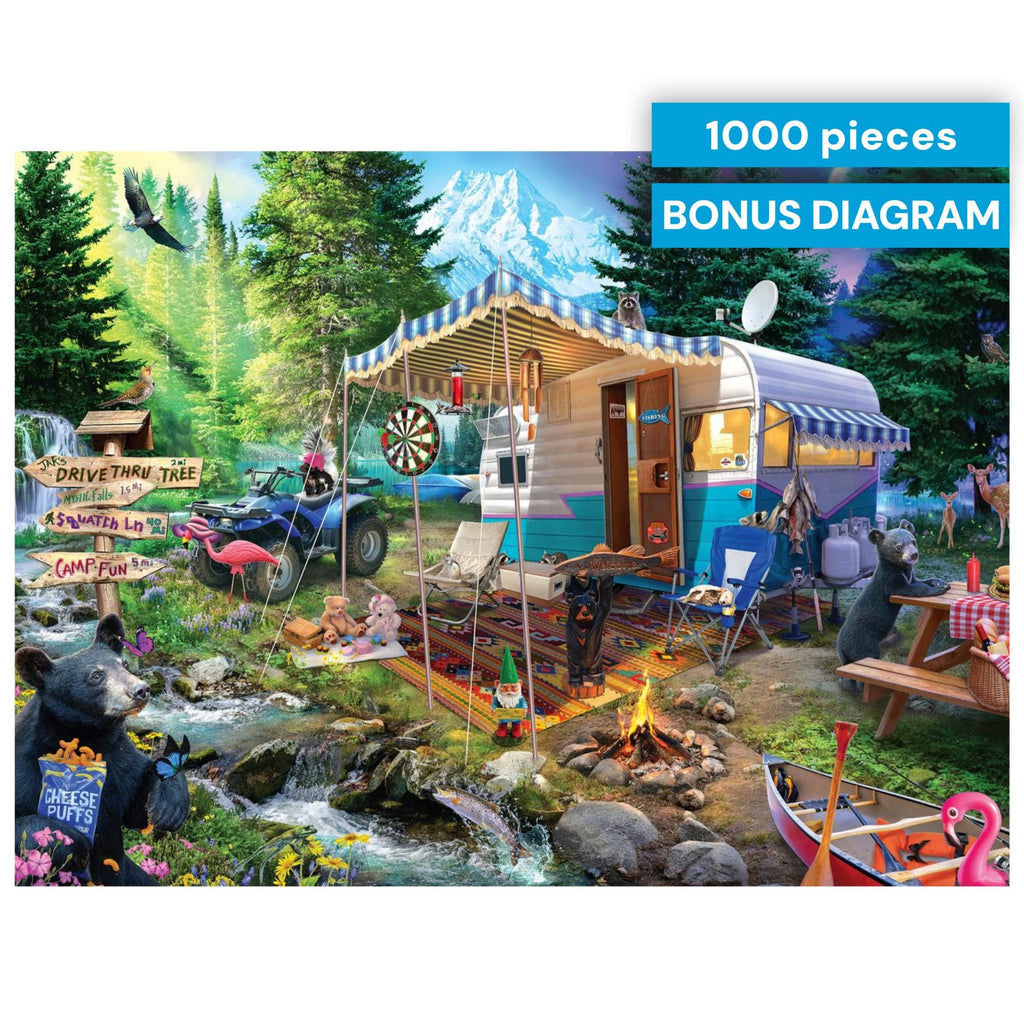 Buffalo Games Jeff Haynie Mountain Retreat 1000 Piece Jigsaw Puzzle – Forest Scene with Poster