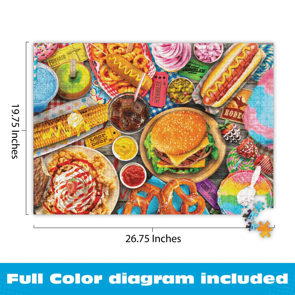 Buffalo Games Lars Stewart Fun Fair Food 1000 Piece Jigsaw Puzzle – Vibrant Carnival Scene with Precision-Cut Pieces and Full-Color Poster