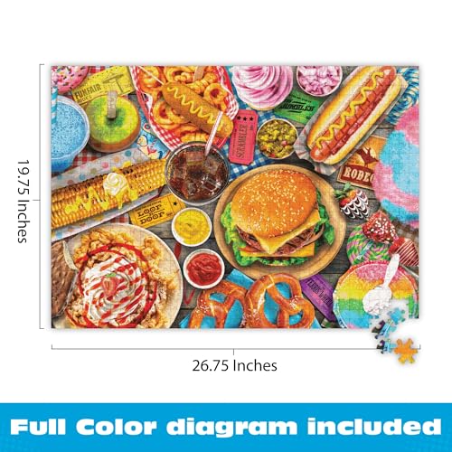 Buffalo Games Lars Stewart Fun Fair Food 1000 Piece Jigsaw Puzzle – Vibrant Carnival Scene with Precision-Cut Pieces and Full-Color Poster