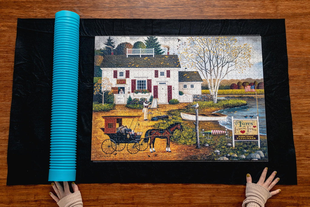 Buffalo Games Roll-Up Puzzle Mat – Premium Felt, Fits 1500-Piece Puzzles, Black