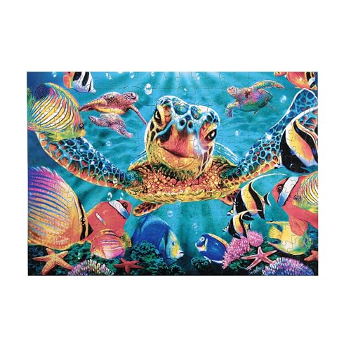 Buffalo Games Tiny Bubbles 250-Piece Wooden Jigsaw Puzzle – Sea Turtle & Tropical Fish Scene