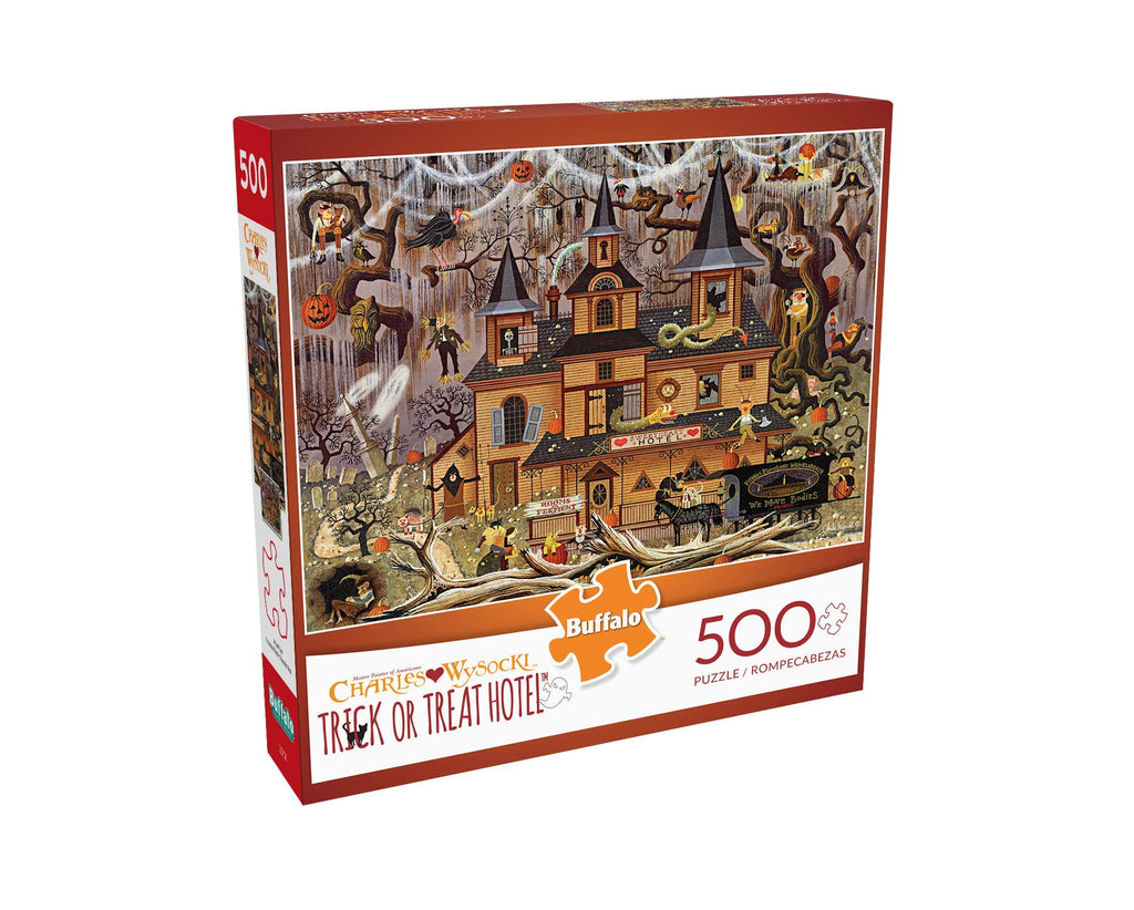 Buffalo Games Trick or Treat Hotel 500-Piece Jigsaw Puzzle by Charles Wysocki