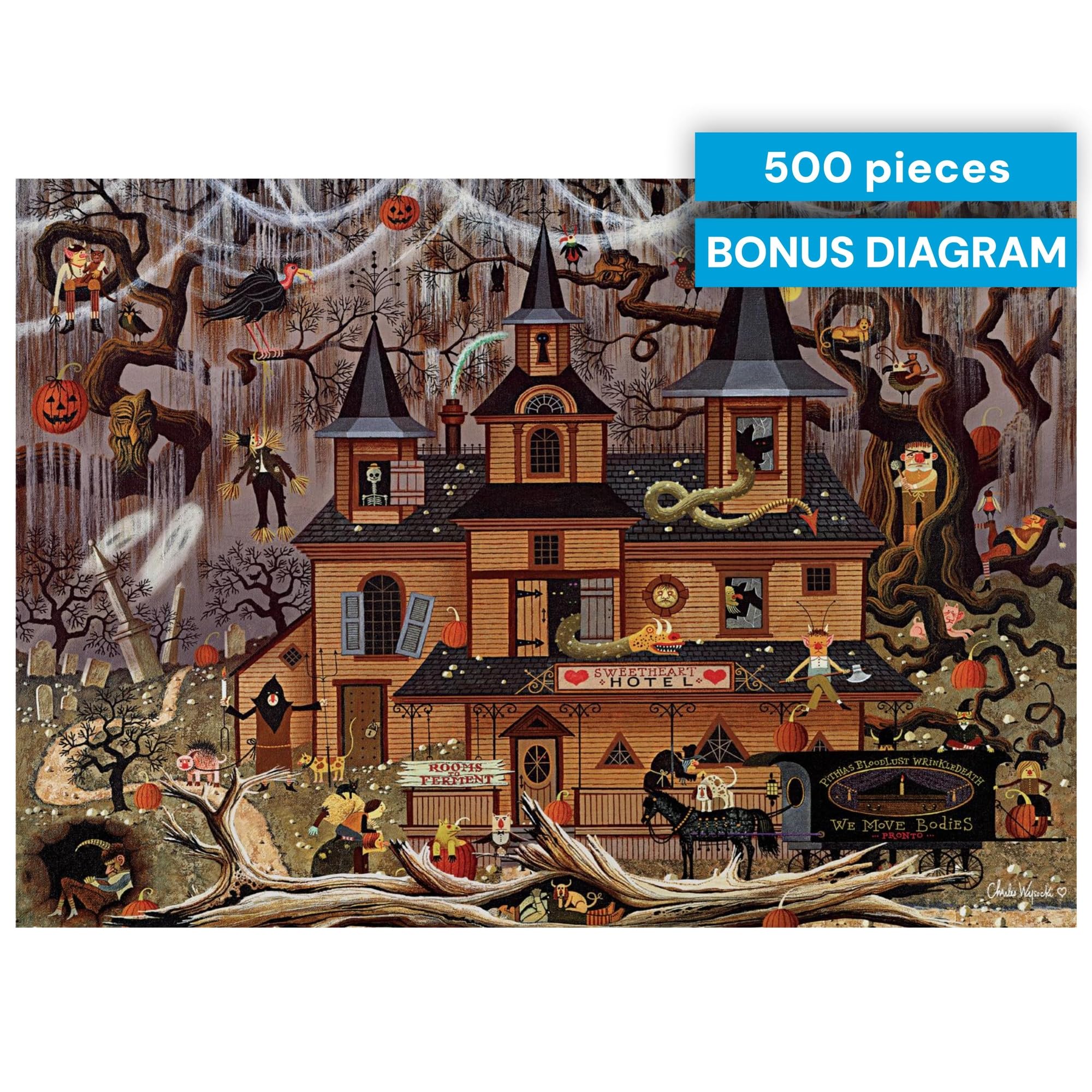 Buffalo Games Trick or Treat Hotel 500-Piece Jigsaw Puzzle by Charles Wysocki