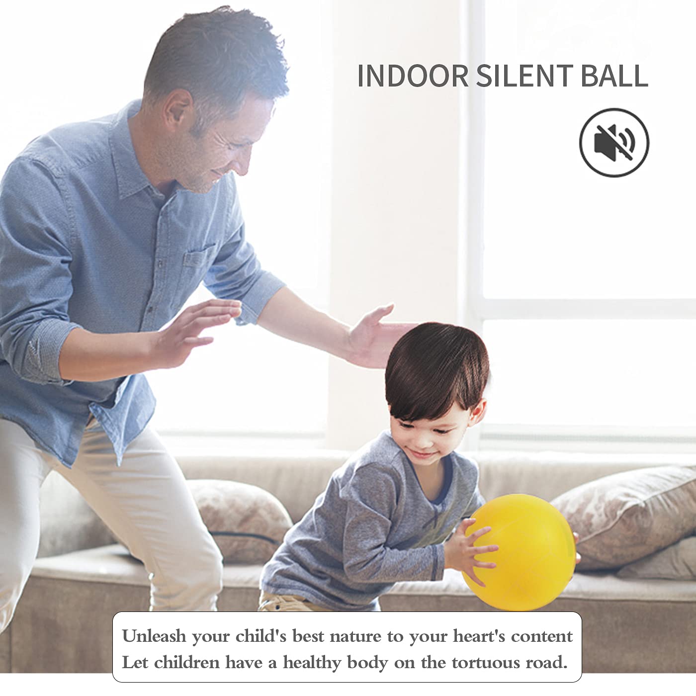Buhoet 7-Inch Silent Foam Ball – Soft, Lightweight, and Safe for Toddlers (Yellow)