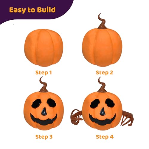 Build Buddiez DIY Jack-O-Lantern Craft Kit – 3 Pack: Air-Dry Clay Halloween Activity for Kids Ages 5+