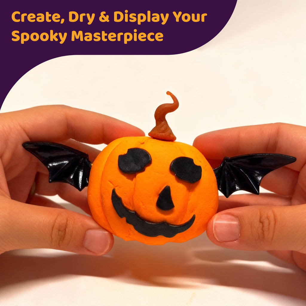 Build Buddiez DIY Jack-O-Lantern Craft Kit – 3 Pack: Air-Dry Clay Halloween Activity for Kids Ages 5+