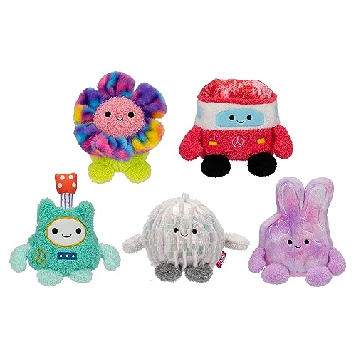 BumBumz GroovyBumz 5-Pack – 4.5-Inch Collectible Plush Toys (Disco Ball Demi, Groovy Flower Faye, Van Vance, Guitar Giovanni, Peace Sign Fingers Petra)