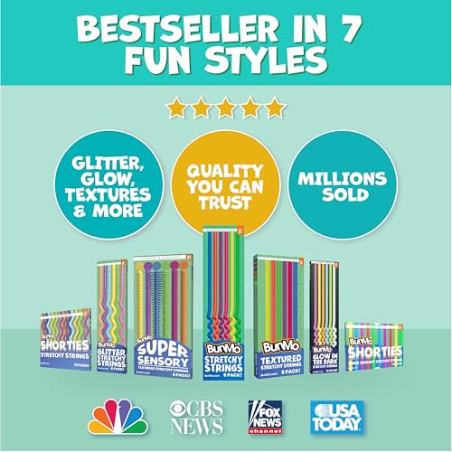 BUNMO Stretchy Strings 6-Pack: Sensory Fidget Toy for Kids 3+ – Latex-Free, Non-Mouthable