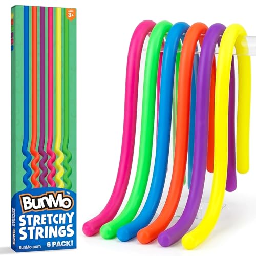 BUNMO Stretchy Strings 6-Pack: Sensory Fidget Toy for Kids 3+ – Latex-Free, Non-Mouthable