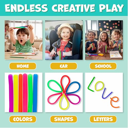 BUNMO Stretchy Strings 6-Pack: Sensory Fidget Toy for Kids 3+ – Latex-Free, Non-Mouthable