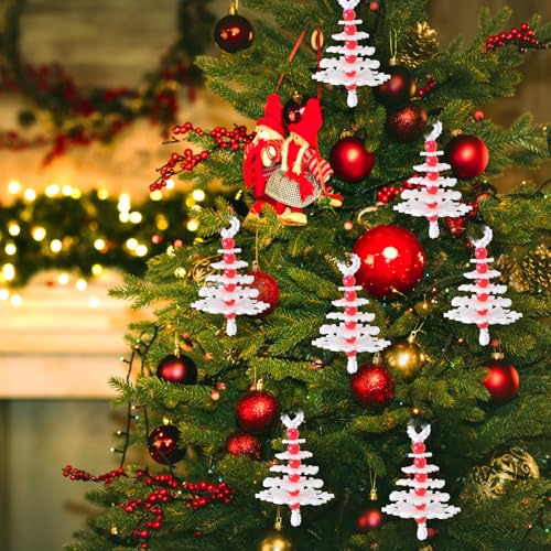 Buryeah 50 Sets Felt Snowflake Ornament Craft Kit – DIY Christmas Decorations with Beads, Stems & Ribbons