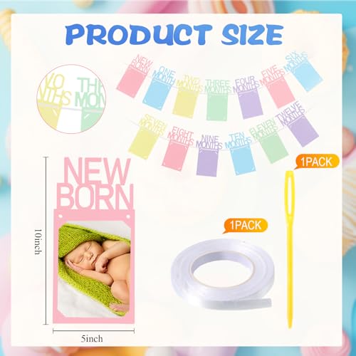 Buryeah Pastel 1st Birthday Photo Banner: Monthly Milestone Cards Newborn to 12 Months