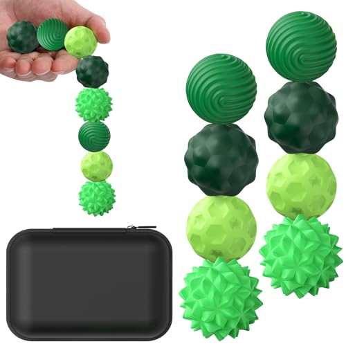 BUSOHA Silicone Fidget Balls 8-Pack - Quiet Stress Relief with 4 Textures and Magnets
