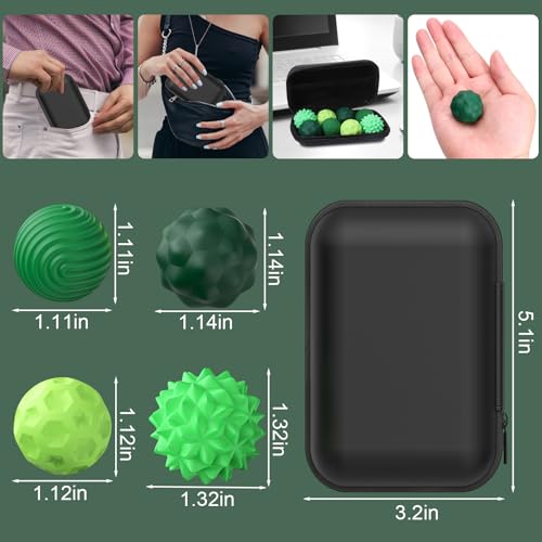 BUSOHA Silicone Fidget Balls 8-Pack - Quiet Stress Relief with 4 Textures and Magnets