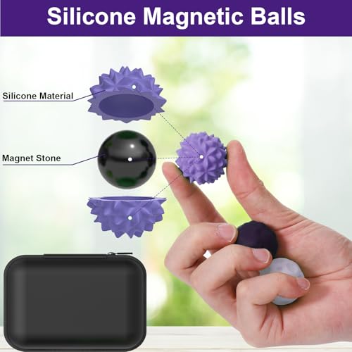 BUSOHA Silicone Fidget Balls 8 Pack – Purple Stress Relief Stones for Anxiety, ADHD, Sensory Travel Toys