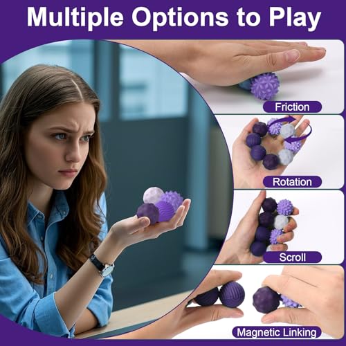 BUSOHA Silicone Fidget Balls 8 Pack – Purple Stress Relief Stones for Anxiety, ADHD, Sensory Travel Toys