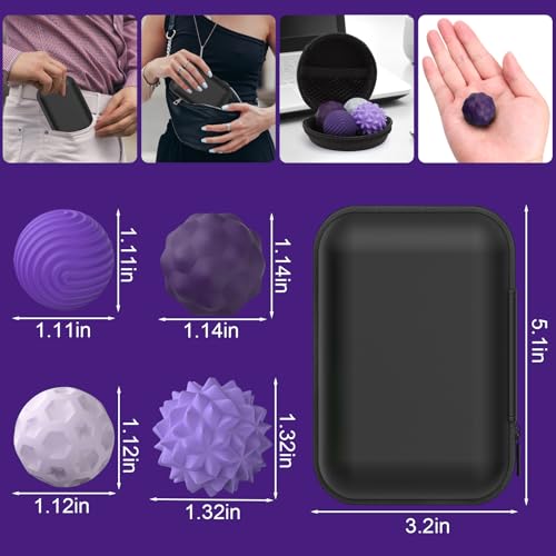 BUSOHA Silicone Fidget Balls 8 Pack – Purple Stress Relief Stones for Anxiety, ADHD, Sensory Travel Toys