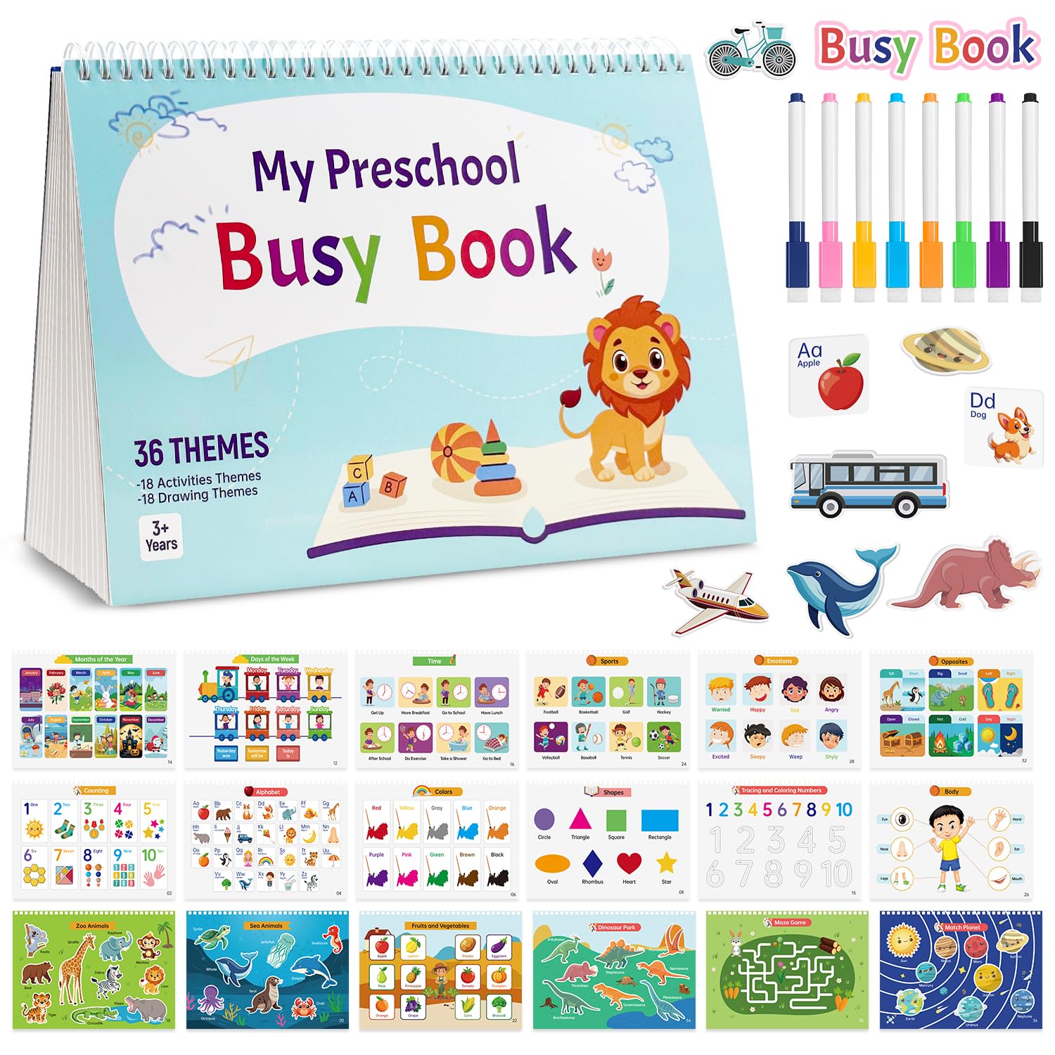 Busy Book for Toddlers: 36 Themes Preschool Learning Activities, Travel Toys for Kids Ages 3+