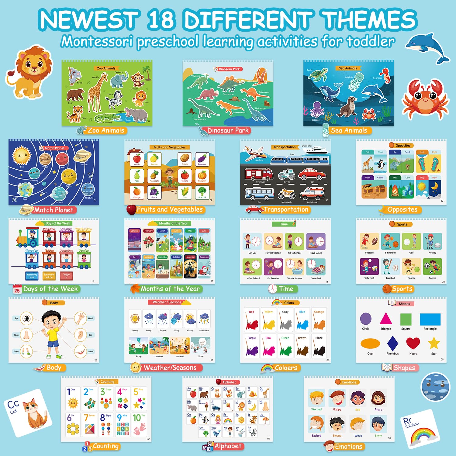 Busy Book for Toddlers: 36 Themes Preschool Learning Activities, Travel Toys for Kids Ages 3+