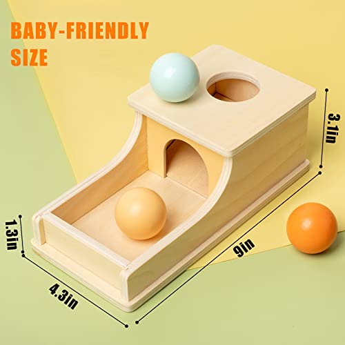 Busy edition Montessori Object Permanence Box with Tray – Wooden Ball Drop Toy for Babies 6-36 Months