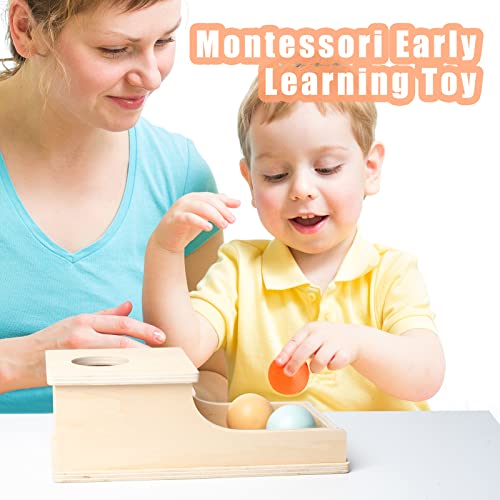 Busy edition Montessori Object Permanence Box with Tray – Wooden Ball Drop Toy for Babies 6-36 Months