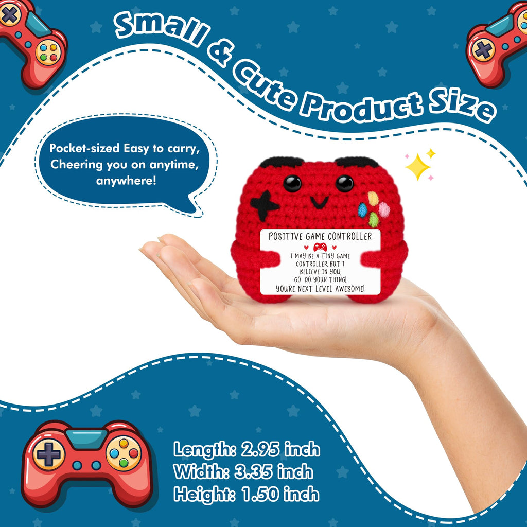 Busy Gaming Life Positive Crochet Game Controller - Handmade Gamer Gift with Inspirational Card