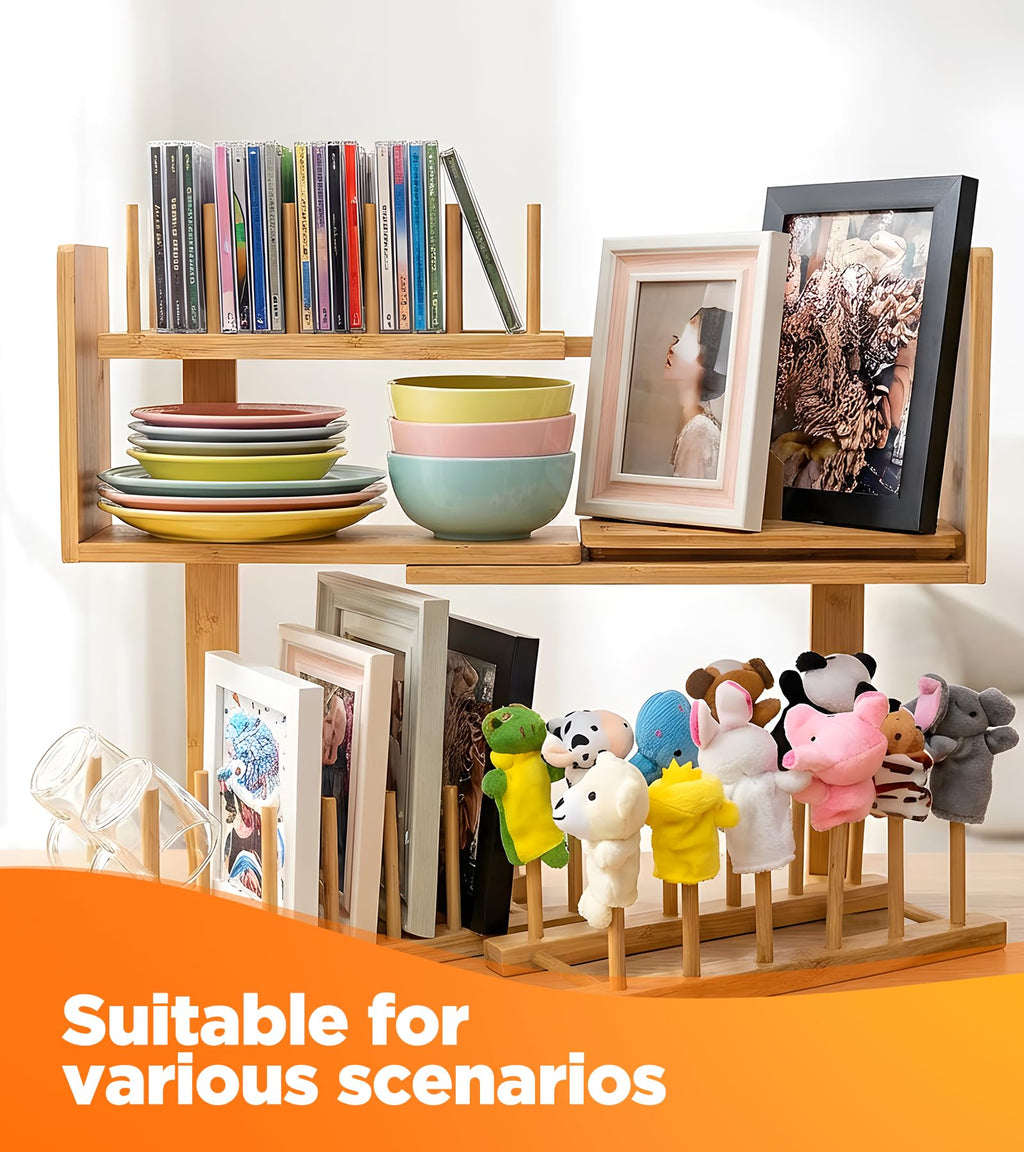 BusyePa 2-Pack 4-Slot Puzzle Display Stand – Vertical Storage Rack for Finished Jigsaw Puzzles, Books & Artwork (Natural Wood)