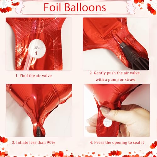 Butiomom Red I Love You Balloon Set for Anniversary Wedding Decor with Fake Rose Petals & Heart Balloons