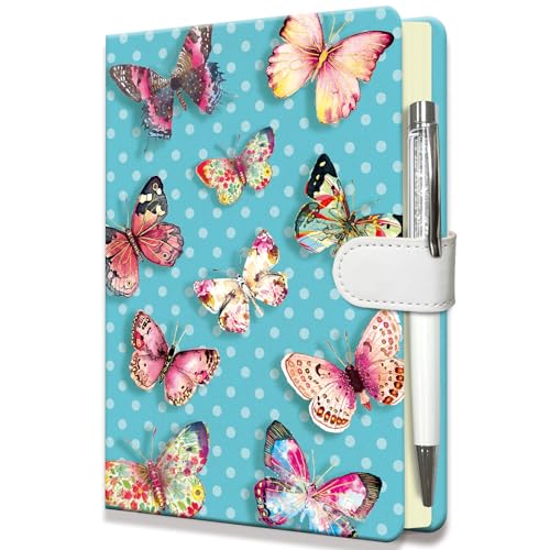 Butterflies Journal for Girls - Hardcover Diary with Pen, Magnetic Closure, 192 Lined Pages, 5.3"x7.5" - DWIYITTN