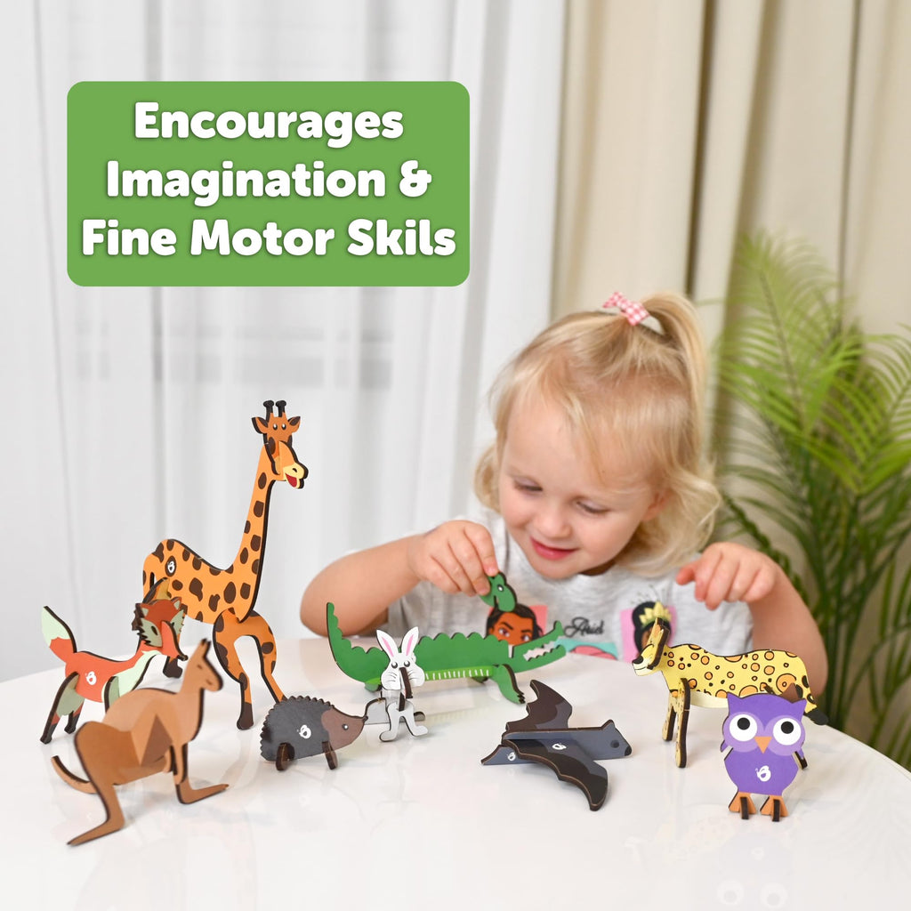 Butterfly EduFields 3D Wooden Animal Puzzles for Ages 2-4 — 10 DIY Animal Models