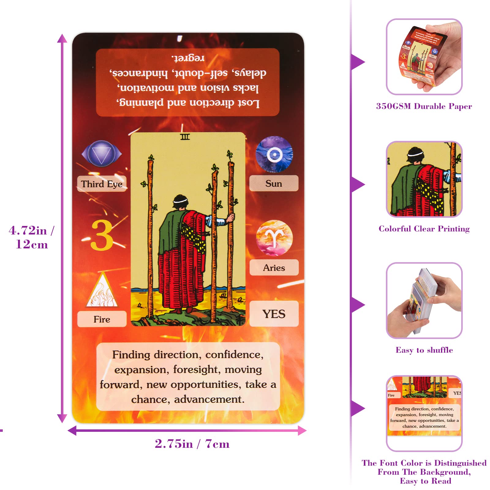 BWTY Tarot Deck for Beginners: 78 Cards with Keywords, Astrology, Chakra Cards, and Full Guidebook