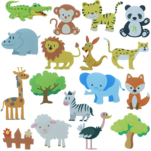 BXI 17 Pcs Zoo Animals Felt Story Board Set for Toddlers, Preschool & Kindergarten - Precut Jungle Animals for Early Learning