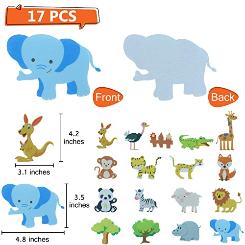 BXI 17 Pcs Zoo Animals Felt Story Board Set for Toddlers, Preschool & Kindergarten - Precut Jungle Animals for Early Learning
