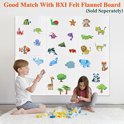 BXI 17 Pcs Zoo Animals Felt Story Board Set for Toddlers, Preschool & Kindergarten - Precut Jungle Animals for Early Learning