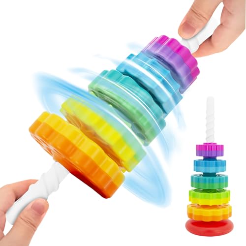BYFWH Baby Spin Stack Toy – Rainbow Spinning Wheel for Toddlers 1-3, Educational Stacking Toy
