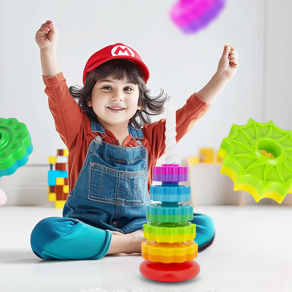 BYFWH Baby Spin Stack Toy – Rainbow Spinning Wheel for Toddlers 1-3, Educational Stacking Toy