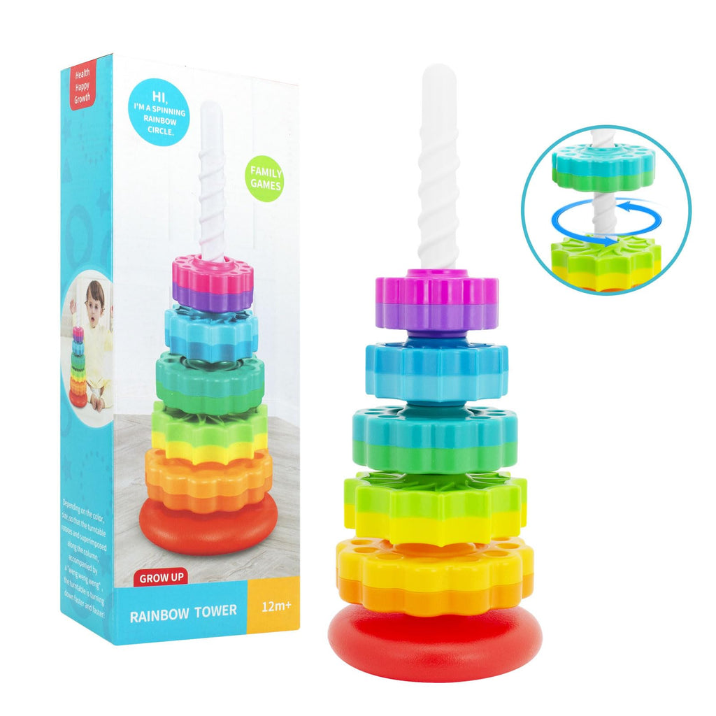 BYFWH Baby Spin Stack Toy – Rainbow Spinning Wheel for Toddlers 1-3, Educational Stacking Toy