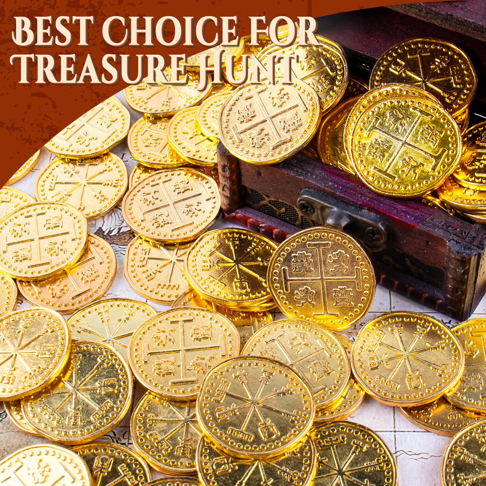 Byhoo 30-Piece Metal Pirate Gold Coin Set – Spanish Doubloon Replicas for Games and Cosplay