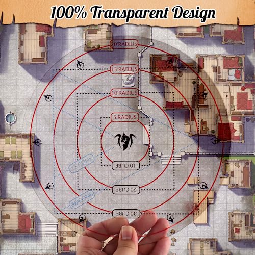 Byhoo 4-in-1 D&D AOE Damage Templates – Transparent Acrylic Spell Area Markers for 5e