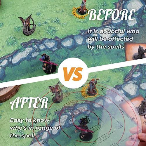 Byhoo 4-in-1 D&D AOE Damage Templates – Transparent Acrylic Spell Area Markers for 5e