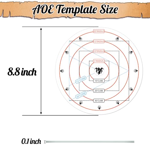 Byhoo 4-in-1 D&D AOE Damage Templates – Transparent Acrylic Spell Area Markers for 5e