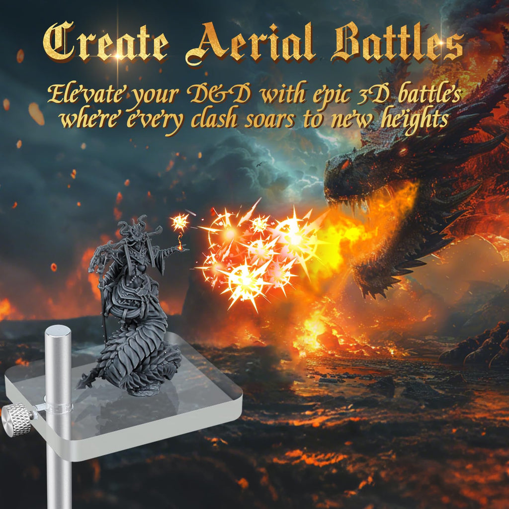 Byhoo DND Flying Miniatures Combat Risers – Adjustable Acrylic Flight Stands for Epic Battles