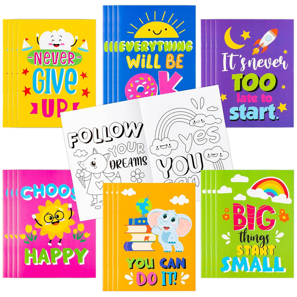 BZaber 24-Pack Positive Affirmations Coloring Books - 8.5x11 Inch Inspirational Coloring Booklets for Kids, Back to School Gifts, Party Favors