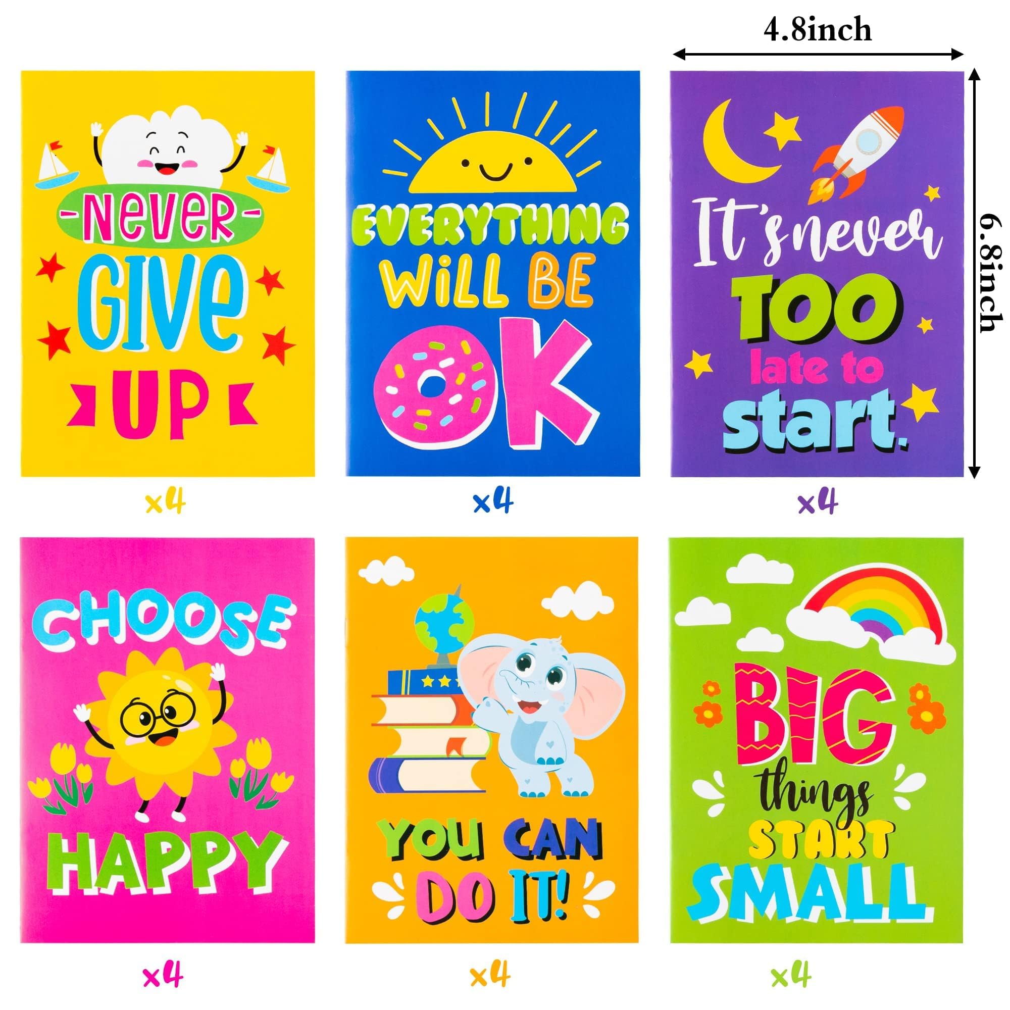 BZaber 24 Positive Affirmations Coloring Books – Inspirational DIY Color-In Pages for Kids, Back to School Gifts & Party Favors