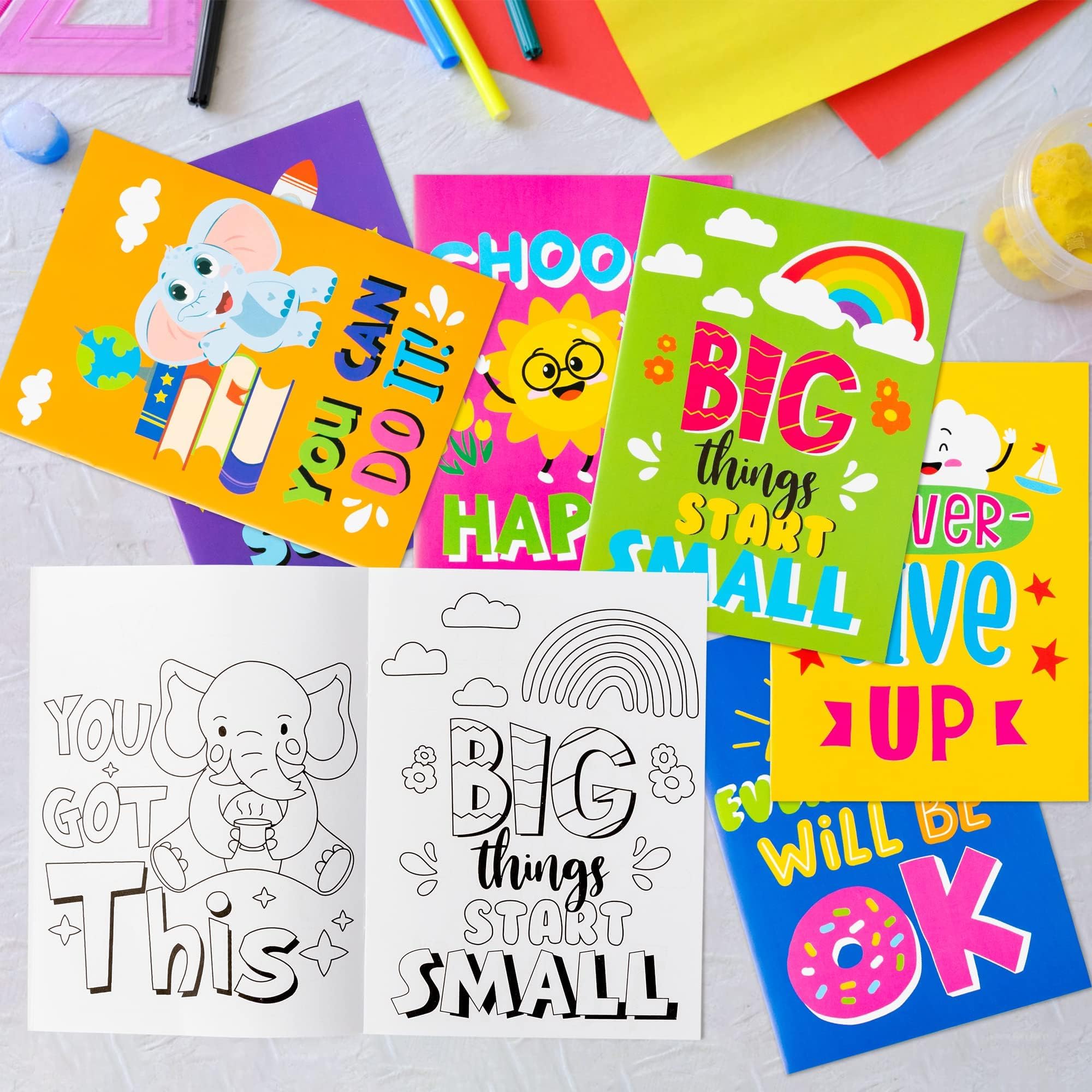 BZaber 24 Positive Affirmations Coloring Books – Inspirational DIY Color-In Pages for Kids, Back to School Gifts & Party Favors