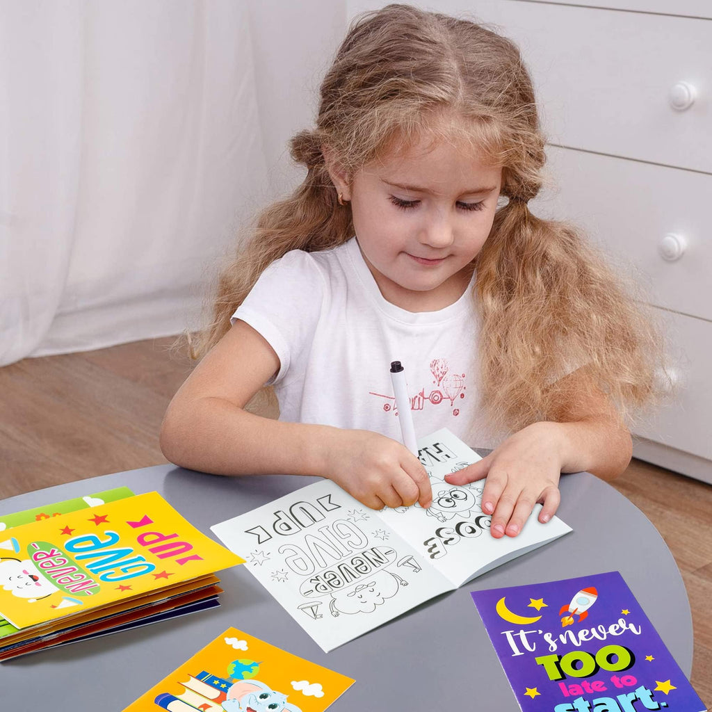 BZaber 24 Positive Affirmations Coloring Books – Inspirational DIY Color-In Pages for Kids, Back to School Gifts & Party Favors