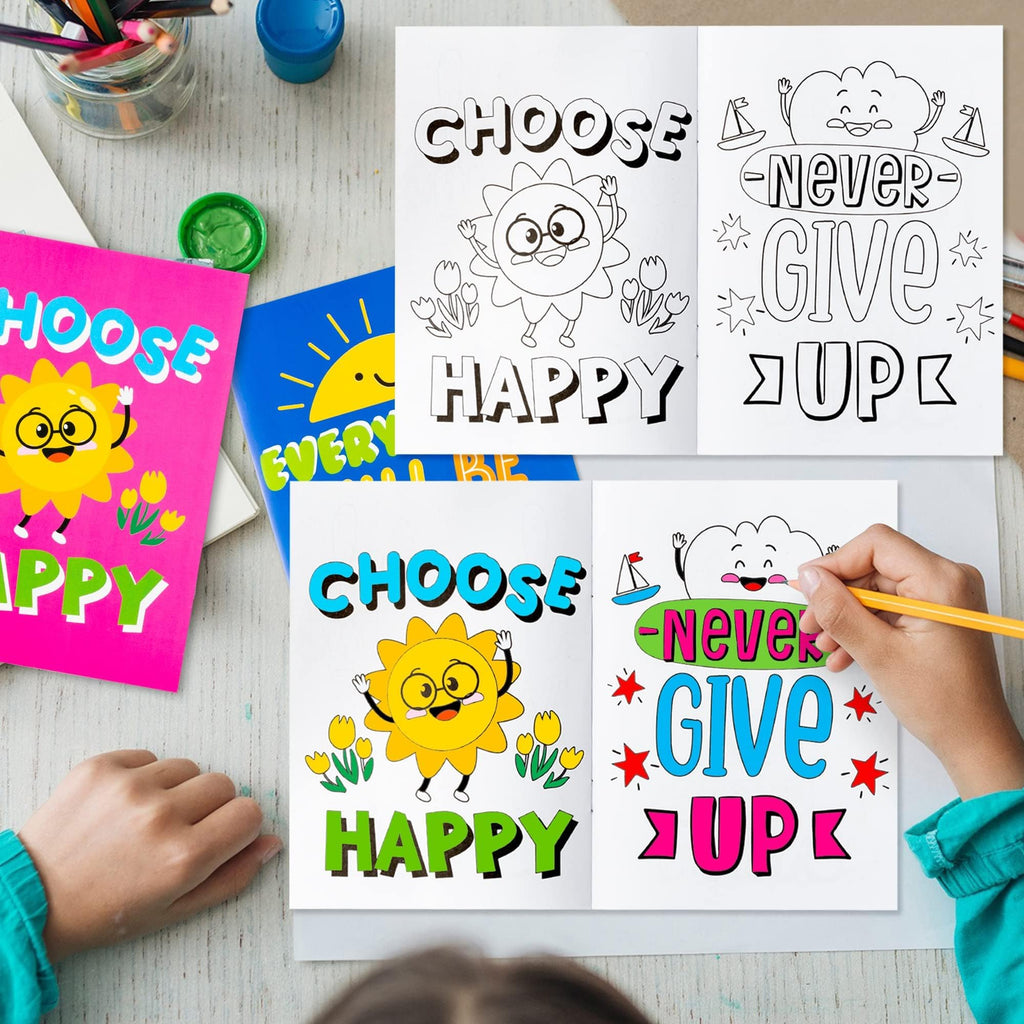 BZaber 24 Positive Affirmations Coloring Books – Inspirational DIY Color-In Pages for Kids, Back to School Gifts & Party Favors