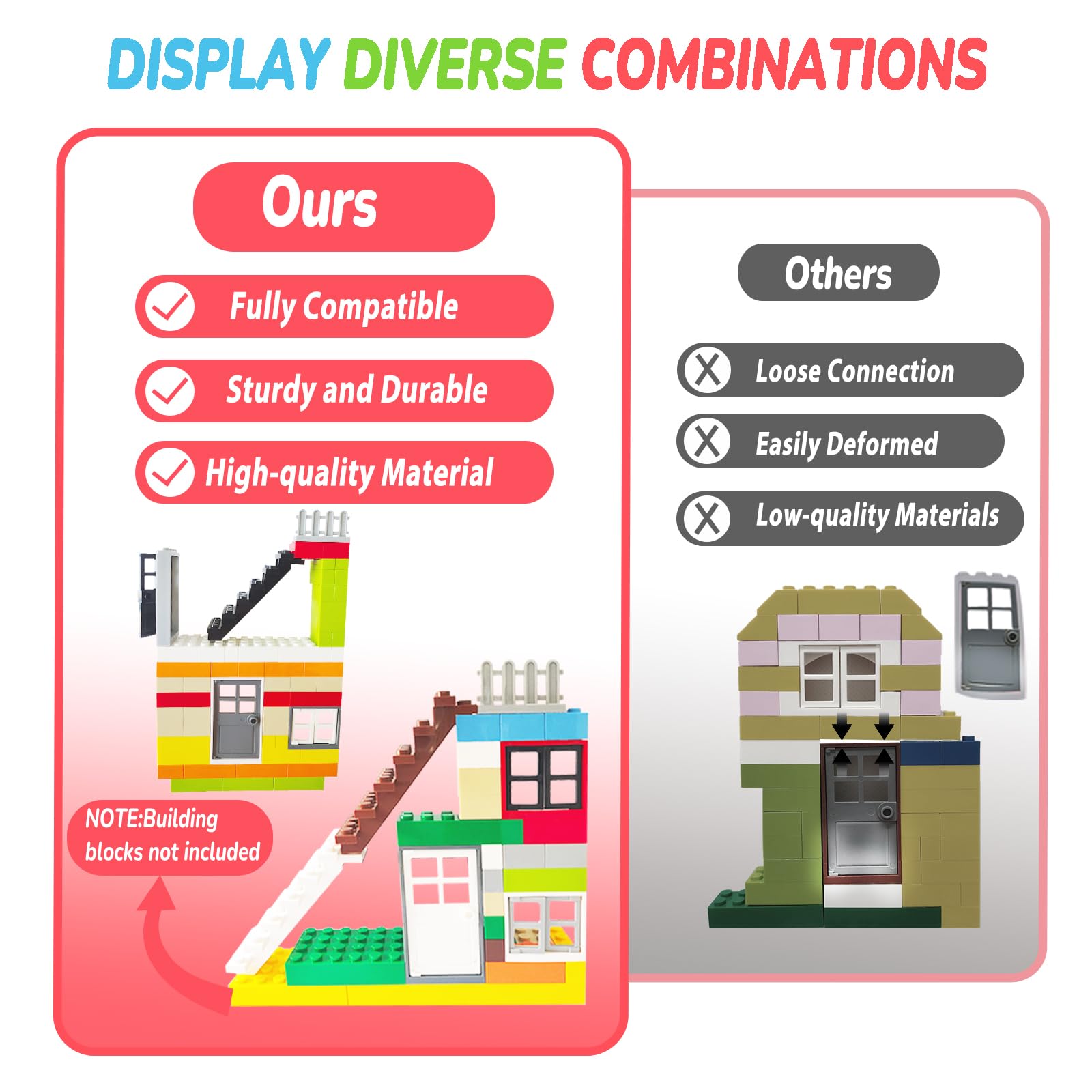 Cabeeskii 50-Piece Windows and Doors Building Block Set - Compatible with Major Brands